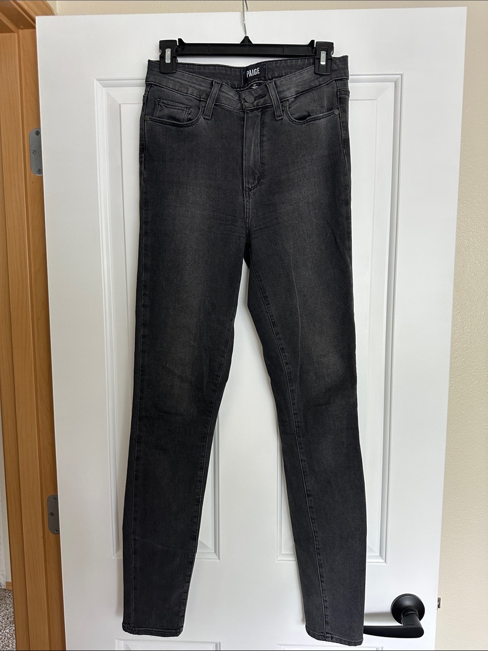 PAIGE Black Washed High-Rise Skinny Jeans